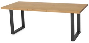 Zestaw Stół Prostokątny Rozkładany do Jadalni EDWIN 160-260 cm Dąb Złoty/Czarny i 4 Krzesła Tapicerowane TORINO Czarne