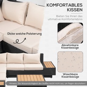 4-częściowy zestaw mebli ogrodowych z polirattanu Outsunny z poduszkami