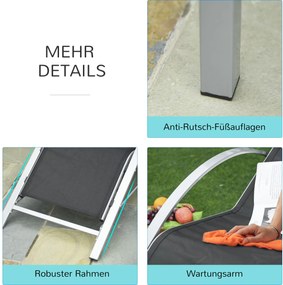 Ekskluzywny Zestaw Leżaków Ogrodowych Outsunny z Stolikiem Bocznym, Czarny+Srebrny