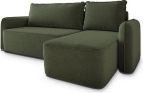Masseno Narożnik DOLVER z funkcją spania i pojemnikiem na pościel Narozniki L, Rozkładana sofa - Oliwkowy, CASTEL 39