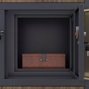 Biurowa szafa z sejfem Eco design Filip II, 90x40x185 cm, antracyt/orzech