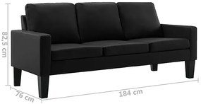 3-osobowa czarna sofa z ekoskóry - Zuria 3Q