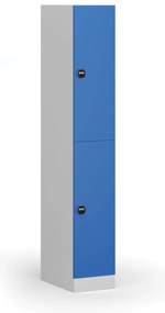 Szafka skrytkowa, 2 schowki, 1850 x 300 x 500 mm, demontaż, zamek RFID, drzwi niebieskie