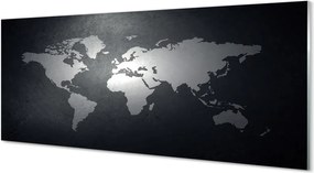Panel szklany do Kuchni Kontrasty Świata: Biała Mapa na Czarnym Tle