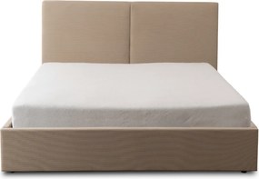 Łóżko Tapicerowane 160x200 cm MARSYLIA ze Stelażem i Pojemnikiem Dwuosobowe Sztruksowe Beżowe