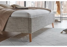 Beżowe tapicerowane łóżko dwuosobowe ze schowkiem i stelażem 180x200 cm Riva – Meise Möbel