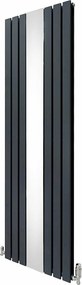 Grzejnik z płaskim lustrem i zaworami - 1800 mm x 565 mm - antracytowy szary