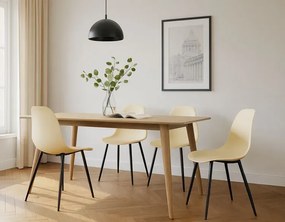 Kremowe krzesło metalowe na czarnych nogach C7-L92