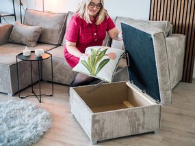 PROMOCJA Granatowy puf SMART COSARO z miejscem do przechowywania 65x65 cm II jakość