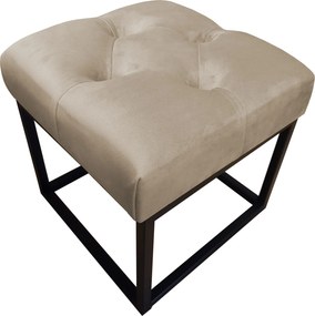 Pufa CHESTERFIELD tkanina Welur loft ławka podnóżek metal : Kolor Stelaża - Czarny , Kolor tkaniny - VELVET - MG09, Typ tkaniny - Velvet