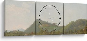 Obraz - Simon Denis,  View Near Naples, reprodukcje (z zegarem) (90x30 cm)