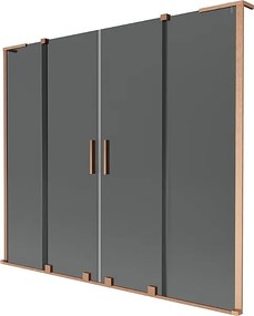 Mexen Velar L Duo parawan nawannowy 2-skrzydłowy rozsuwany 180 x 150 cm, grafit, miedź szczotkowana - 896-180-003-42-65