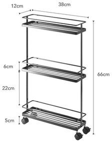 Czarny metalowy regał na kółkach 38x66 cm Tower – YAMAZAKI