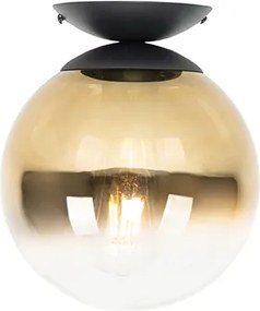 Lampa sufitowa art deco czarna ze złotym szkłem - Pallon