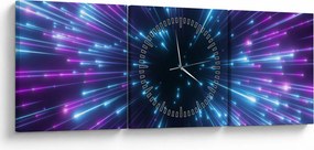 Obraz - Neonowa przestrzeń (z zegarem) (90x30 cm)