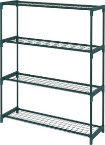 Outsunny Stojak na rośliny, stojak na kwiaty z 4 poziomami, stojak na rośliny do ogrodu, balkonu, stal, ciemnozielony, 89 x 28 x 107 cm