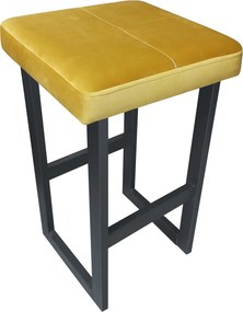 Hoker ALEX krzesło barowe tkanina Welur podstawa metalowa : Kolor Stelaża - Grafit, Kolor tkaniny - VELVET - MG15, Wysokość - 60 cm