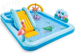 Dmuchany plac zabaw wodny 244x198 cm Intex 161 ze zjeżdżalnią i fontanną