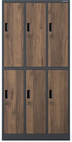 Szafa socjalna 6-drzwiowa Eco Design Igor 90x45x185 cm antracyt/orzech