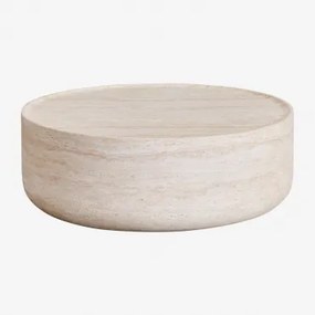 Okrągły Stolik Kawowy Ø80 Cm W Wyglądzie Cementu Travertino Darwys Look Travertino - Sklum