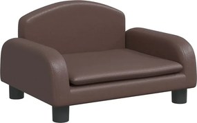 Brązowa sofa dla chłopca ze sztucznej skóry A1-N22
