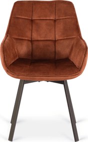 Krzesło Tapicerowane Obrotowe do Salonu LUNA Rude Welurowe Nowoczesne Loft