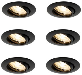 Zestaw 6 czarnych opraw LED do zabudowy GU10 35 mm - Edu