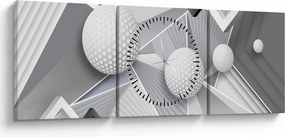 Geometryczny abstrakcyjny obraz (z zegarem) (90x30 cm)