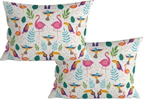 Zestaw 2 szt. dekoracyjnych poszewek na poduszkę TROPICAL FLAMINGO 40x60 cm, biały