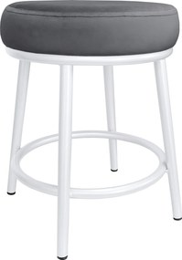 Taboret Ben tkanina Welur stelaż metalowy STOŁEK LOFT : Kolor Stelaża - Biały, Kolor tkaniny - VELVET - BL14, Typ tkaniny - Velvet