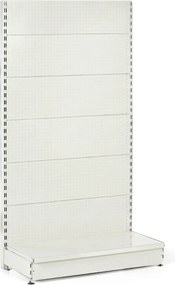 Regał sklepowy jednostronny, ścianki perforowane, 1900 x 1000 x 450 mm, dodatkowy, biały