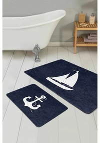 Ciemnoniebieskie dywaniki łazienkowe zestaw 2 szt. 60x100 cm – Mila Home