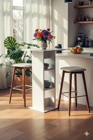 Nowoczesny, Stolik Biały Barowy – H7-F16