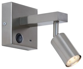 Nowoczesny stalowy kinkiet z USB-C z możliwością regulacji - Rex