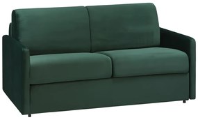 Kanapa 2-osobowa rozkładana z weluru CALIFE - Kolor zielony - Łóżko 120  cm - Materac 14 cm