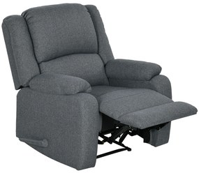 HOMCOM Fotel relaksacyjny z funkcją leżenia i podnóżkiem, regulowany, do 150 kg, rama stalowa, 90 x 96 x 98 cm, Szary