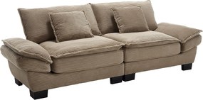 Sofa 2-osobowa - Sofa prosta z poduszkami - Khaki - do salonu i sypialni