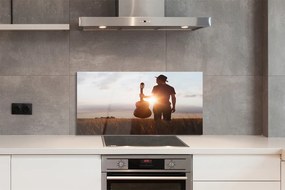 Szklany Panel Muzyk z Gitarą