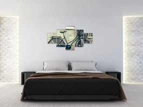 Obraz - Vintage rower z kwiatami (125x70 cm)