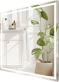 Lustro łazienkowe 80x80m LED regulowane + przeciwmgielne + Bluetooth 5.2 + Zegar + 3 kolory