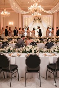 Metalowe tapicerowane krzesło bankietowe z ekoskóry N5-M05