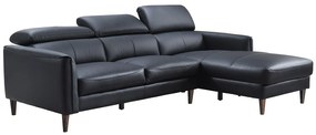 Kanapa narożna prawostronna z czarnej skóry bawolej - SALVI