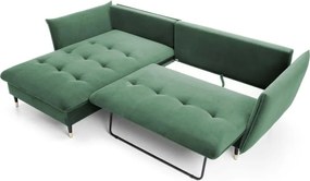 Narożnik GLAM Lewostronny z funkcją spania, zestaw z poduszkami wolnostojący tkanina RIVIERA 38 Zielony DOMO HOME