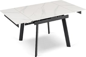 Stół Rozkładany Kwadratowy LARES 90-150 cm Ceramiczny Biały Marmur/Czarny Nowoczesny
