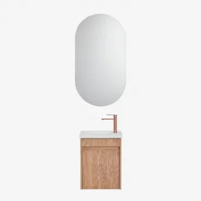 Zestaw Wiszących Mebli Łazienkowych Zintegrowany Z Umywalką Narek Popielaty Brąz & Owalny Z Miejscem Do - Sklum