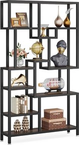 Regał industrialny 7-poziomowy, wysokość 180 cm, otwarta półka do przechowywania z metalową ramą