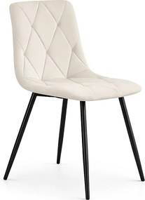 Welurowe krzesło tapicerowane pikowane Beżowe MILO Czarne nogi