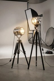 Czarna lampa stojąca retro drewniana EX191 C6-R26