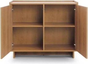 Komoda Vabres 98 cm dąb karmel nowoczesna stojąca 2 drzwi push to open skandynawska laminowana