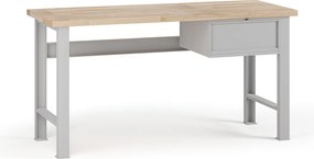 Stół warsztatowy G7, blat bukowy, 1700 x 685 x 840 mm, 1x kontener, 1x szuflada, szary